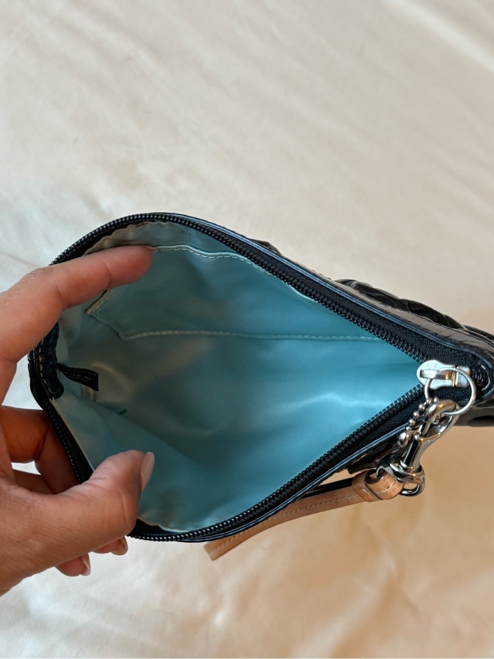 COACH | Signature C Black Patent Leather Wristlet - Picture 7 of 7